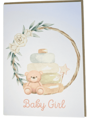 Baby Girl Teddy Bear Card | Refillability