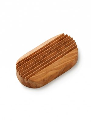 Olive wood Soap Dish - Oval with Grooves | Refillability