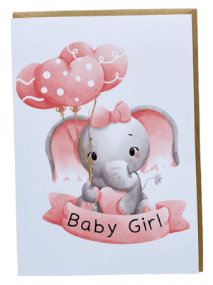 Baby Girl Pink Elephant Card | Refillability